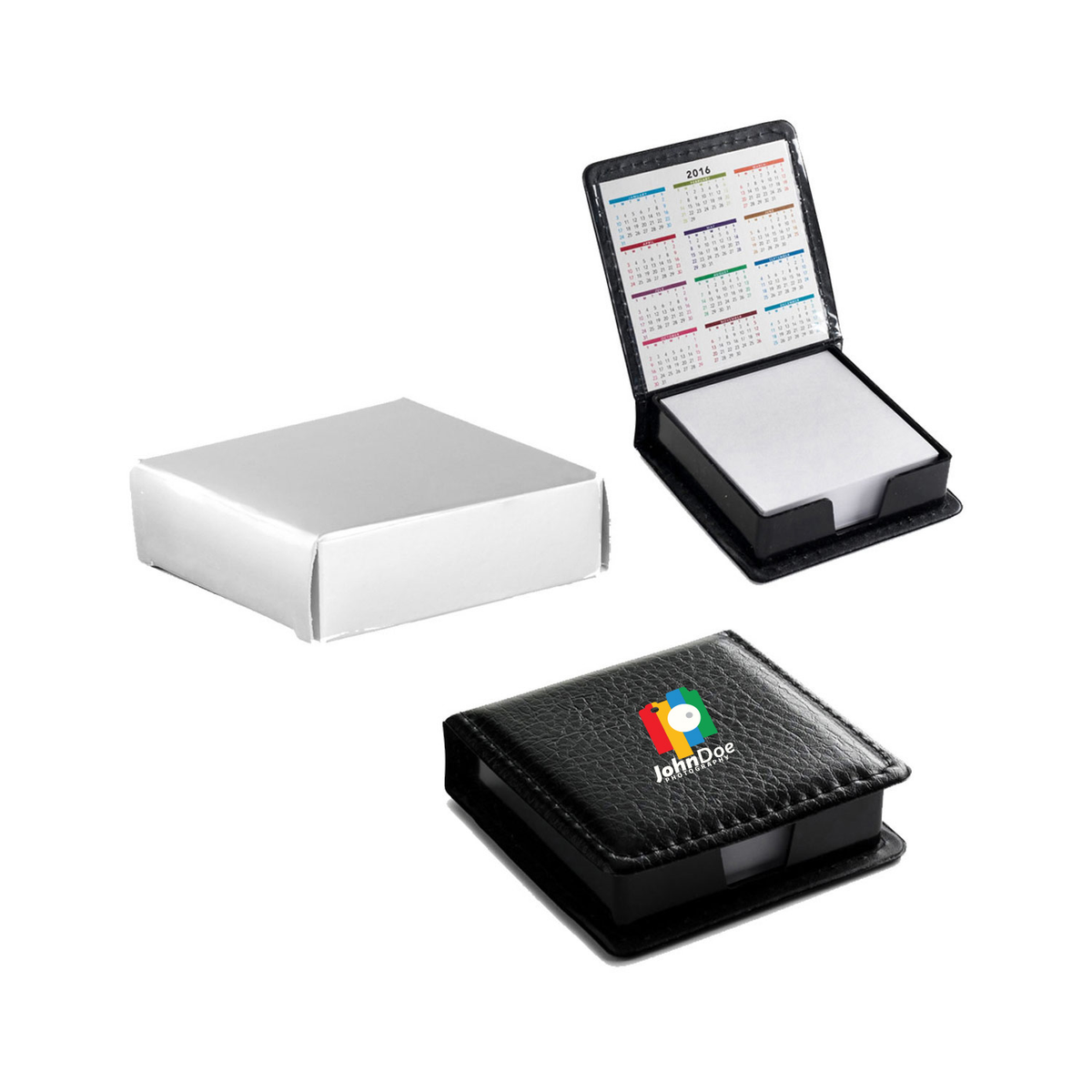 Leatherette Flip-Top Calendar Box with Sticky Sheets and Flags