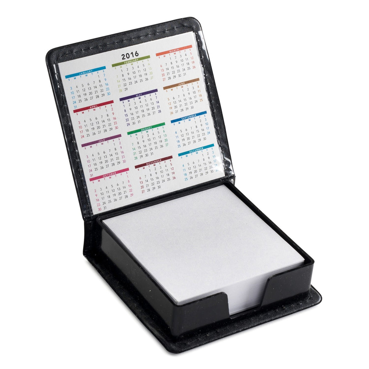 Leatherette Flip-Top Calendar Box with Sticky Sheets and Flags