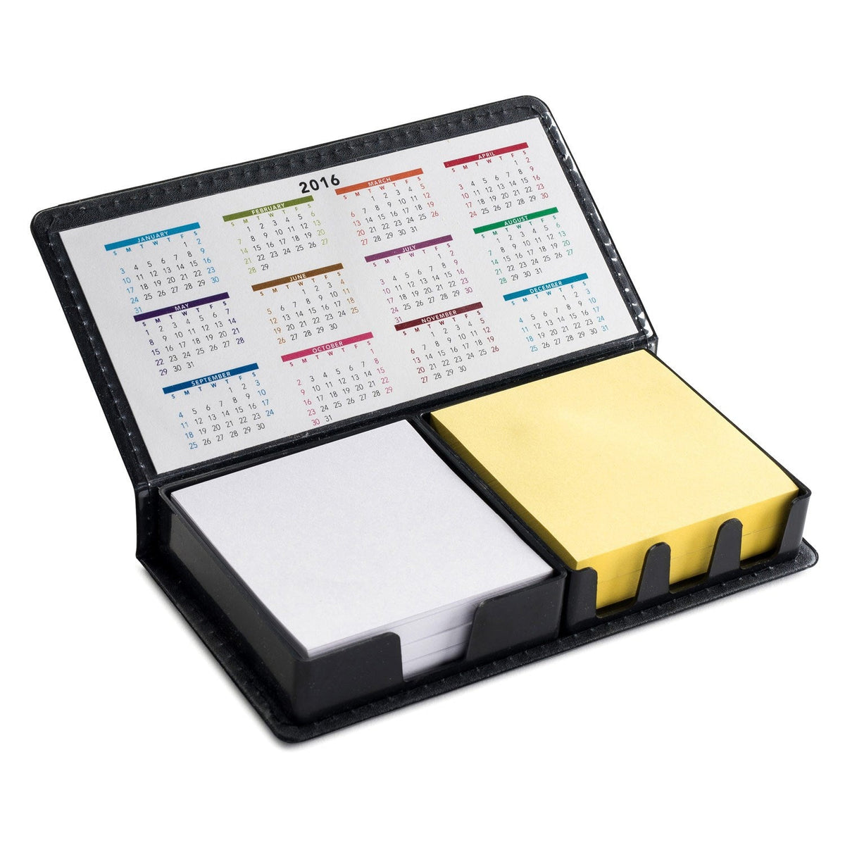 Leatherette Flip-Top Calendar Box with Dual Notes